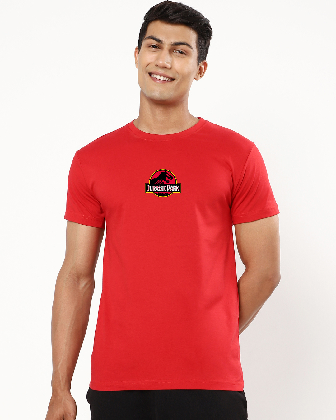 Shop Men's Red Jurassic Park 1993 Graphic Printed T-shirt-Back