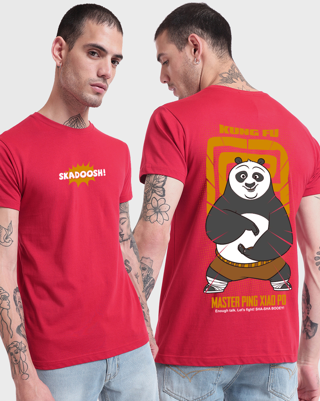 Buy Men's Red Kung Fu Panda Graphic Printed T-shirt Online at Bewakoof