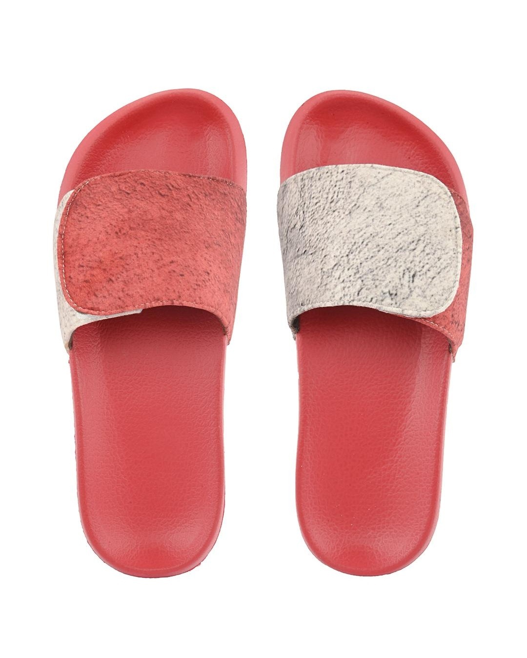 Shop Men's Red Marble Printed Adjustable Strap Sliders-Back