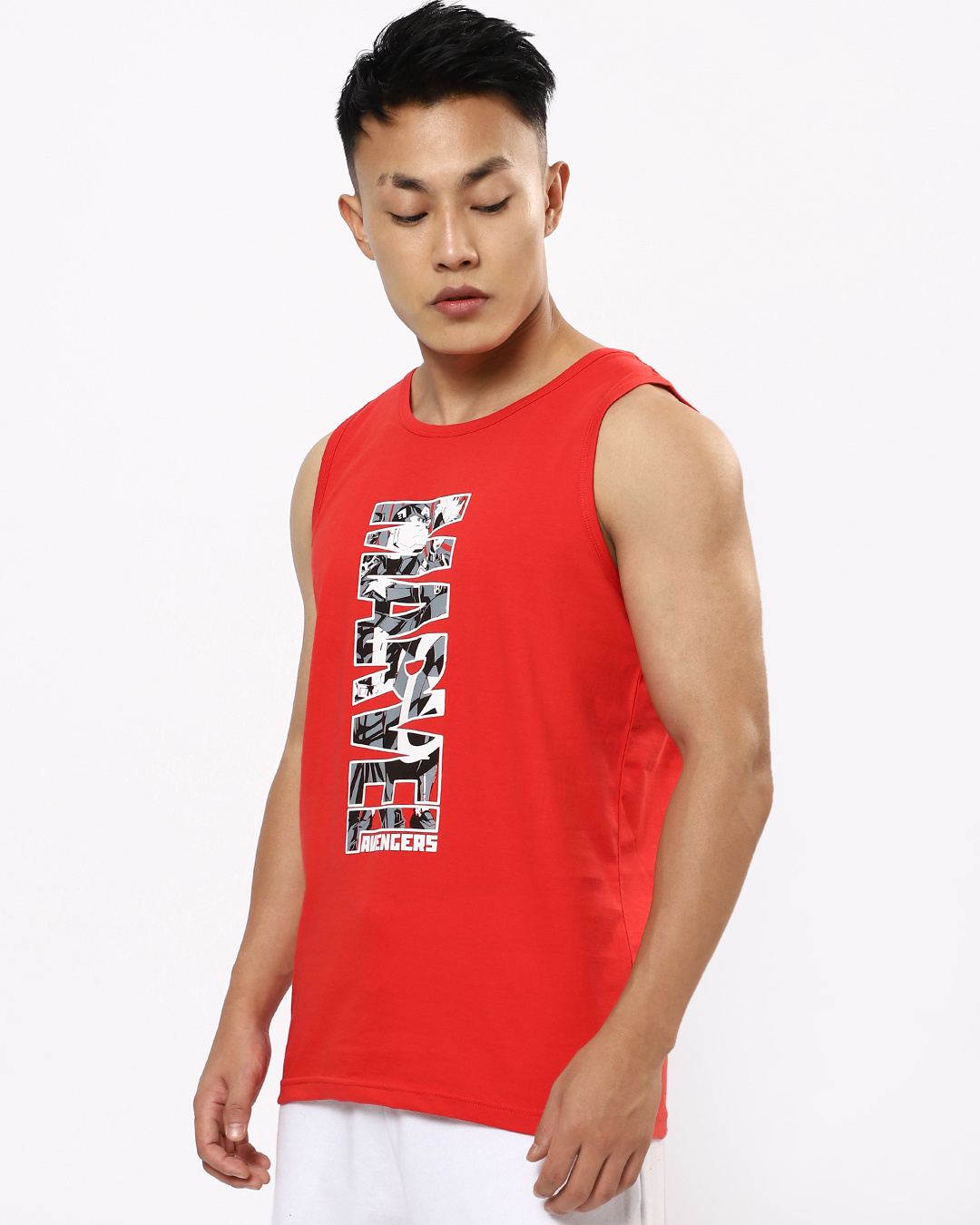 Shop Men's Red Marvel Typography Vest-Back