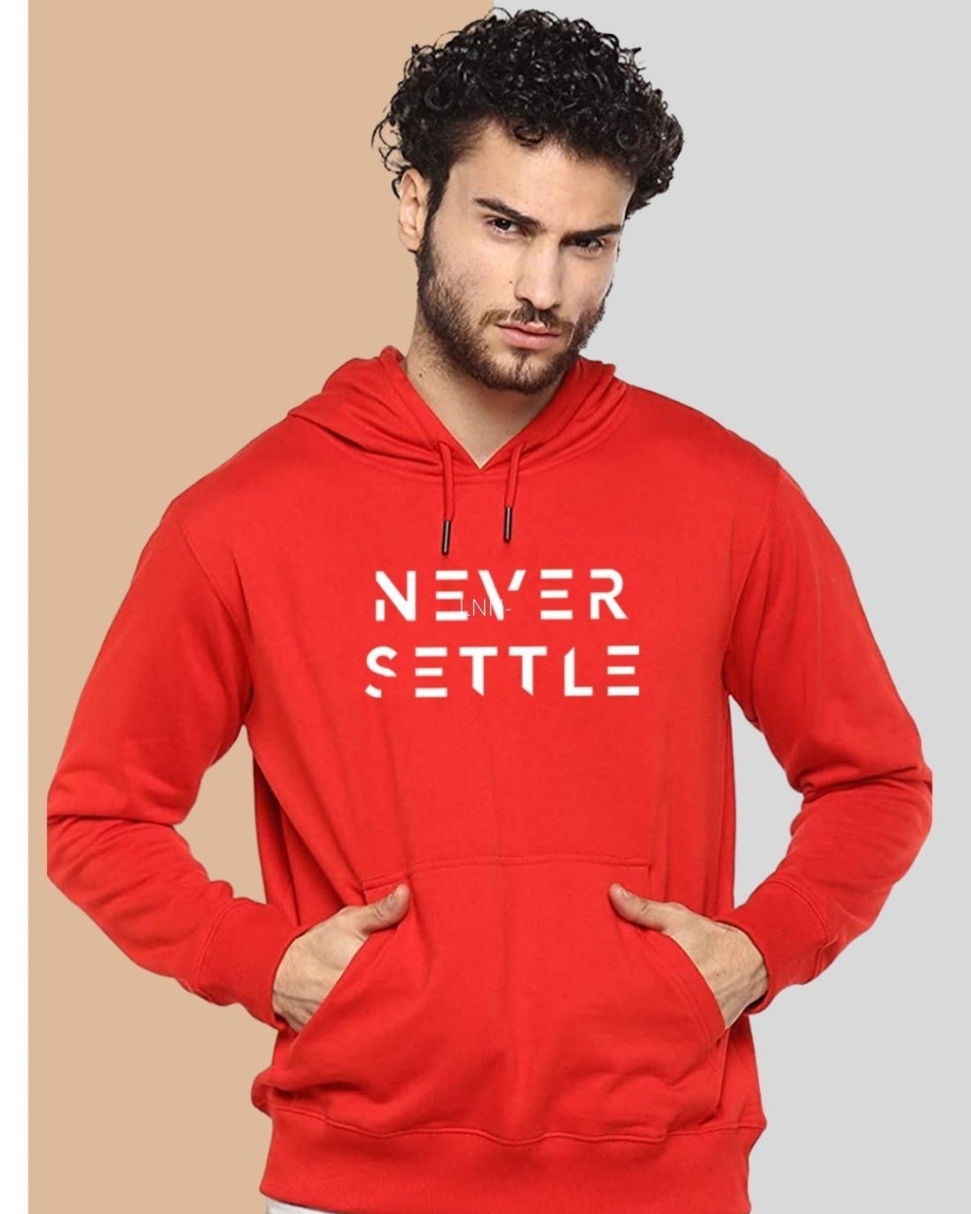 Buy Mens Red Never Settle Typography Hoodie Online At Bewakoof