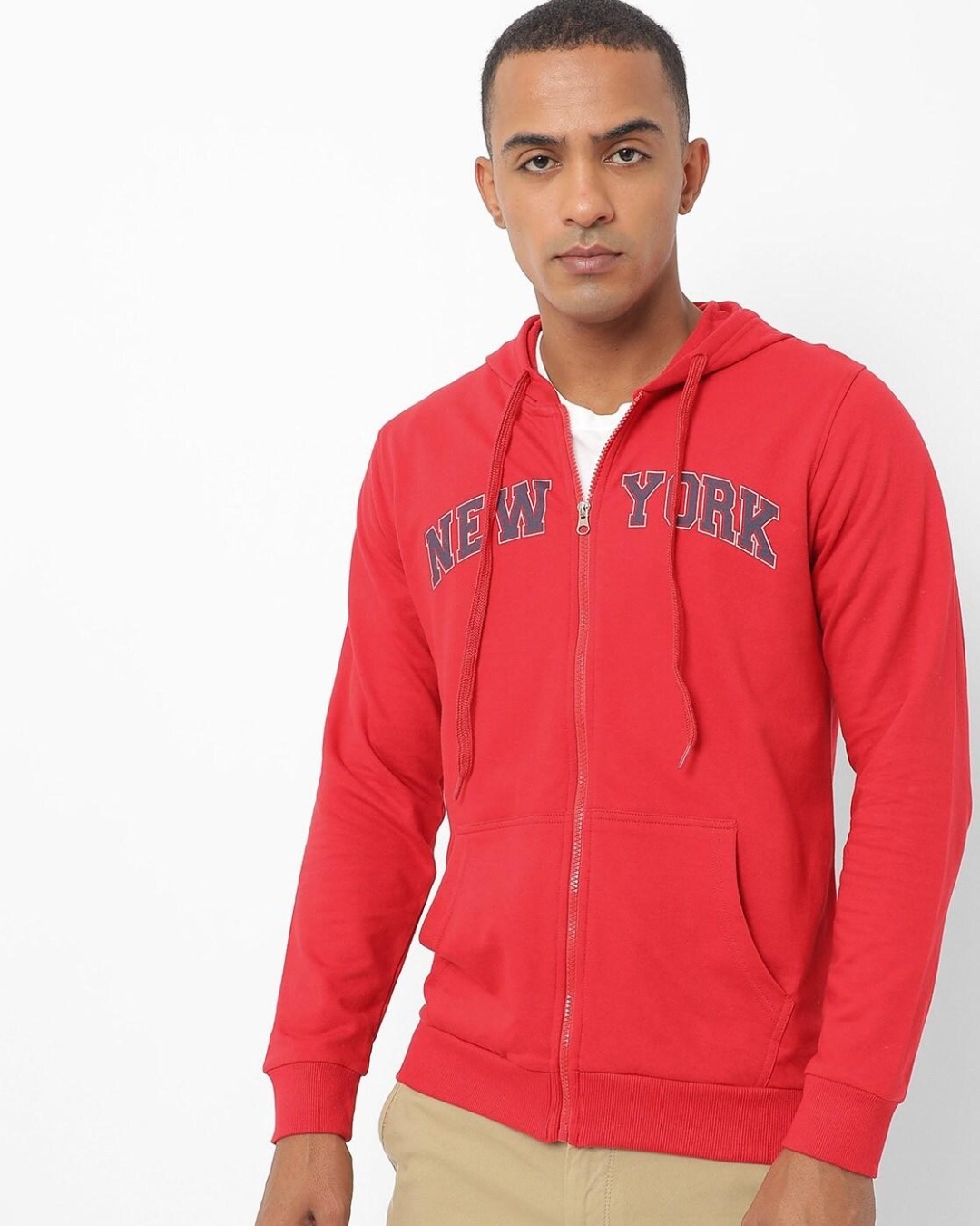 Buy Men's Red New York Typography Hoodie for Men Red Online at Bewakoof