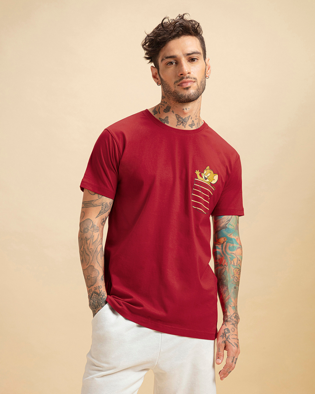 Shop Men's Red Pocket Jerry Graphic Printed T-shirt-Back