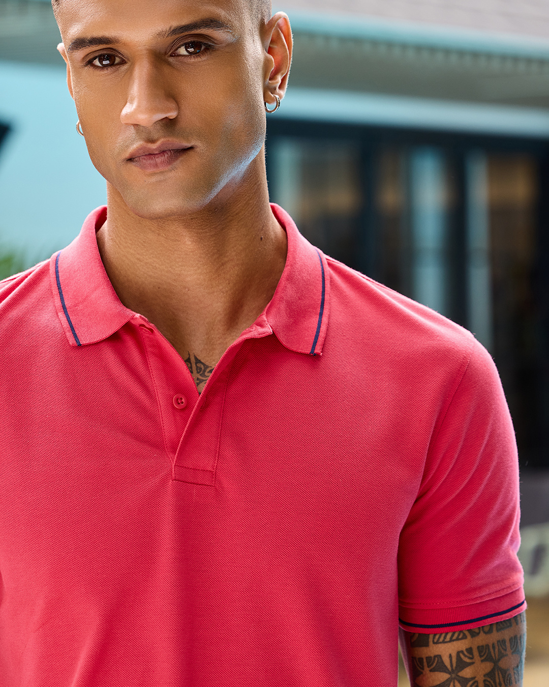 Shop Men's Pink Polo T-shirt-Back