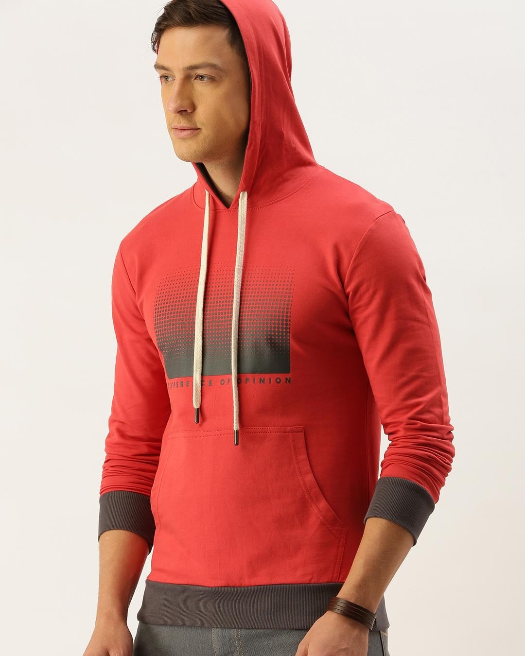 Shop Men's Red Printed Hoodie-Back