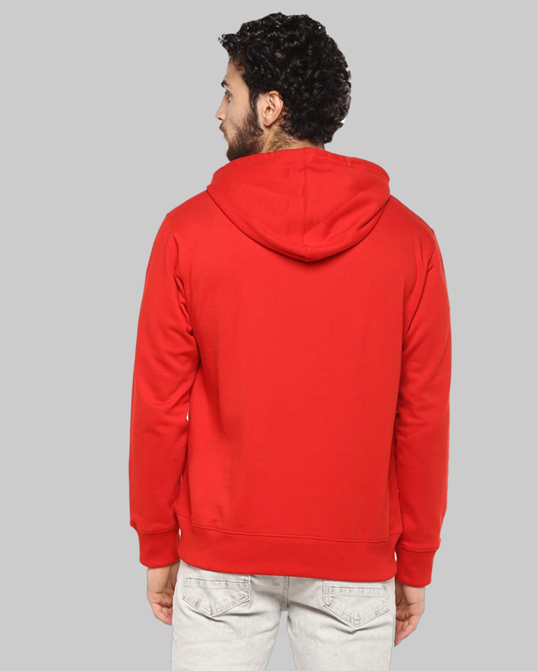 Shop Men's Red Printed Regular Fit Hoodie-Back