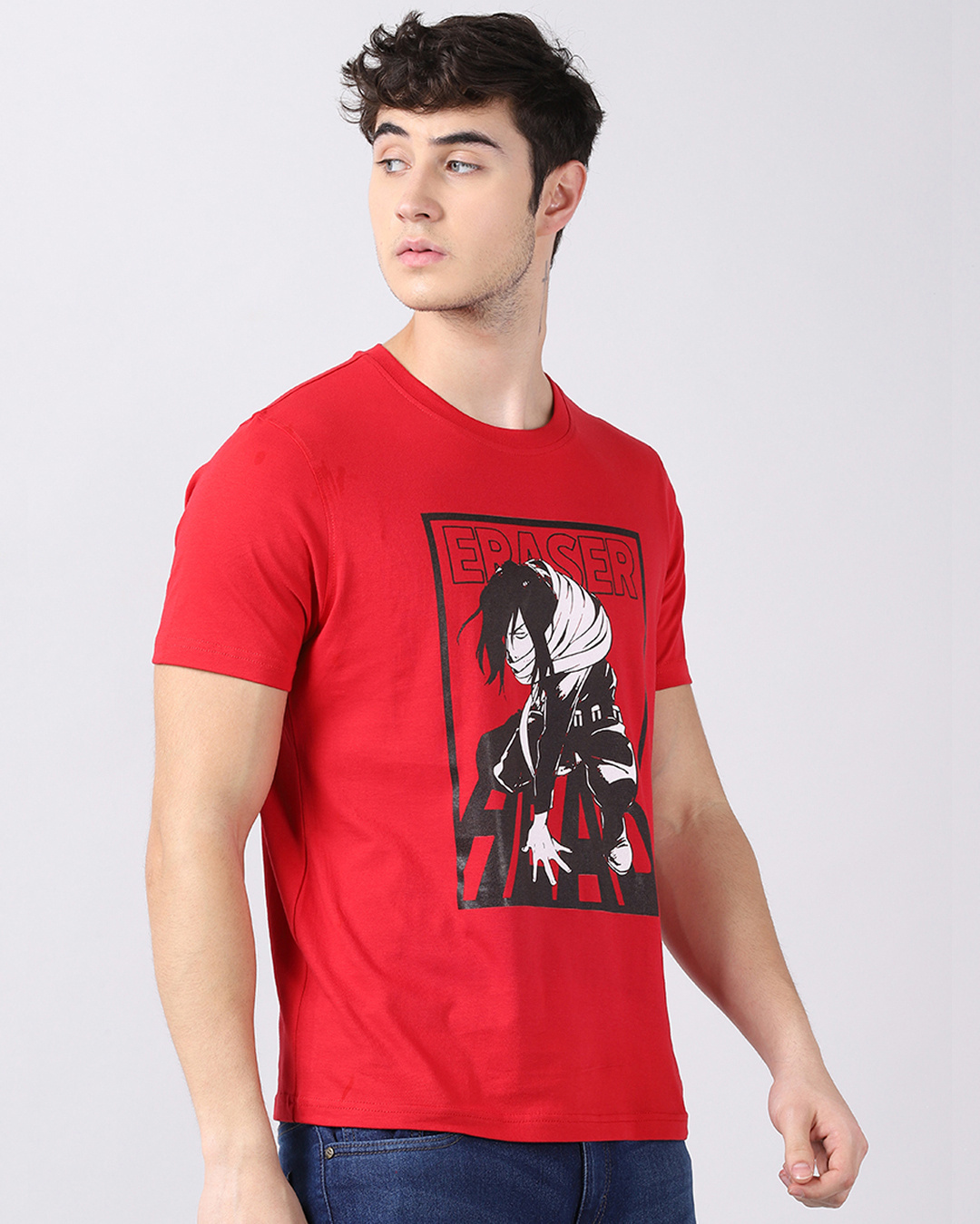 Shop Men's Red Anime Pro Hero Eraser Head Graphic Printed T-shirt-Back