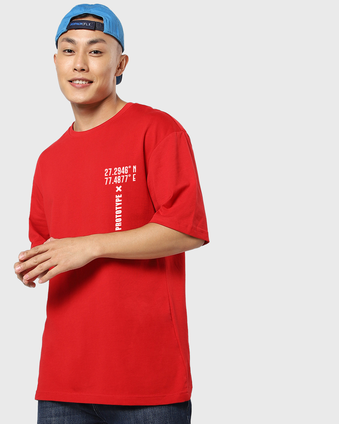 Shop Men's Red Prototype Graphic Printed Oversized T-shirt-Back