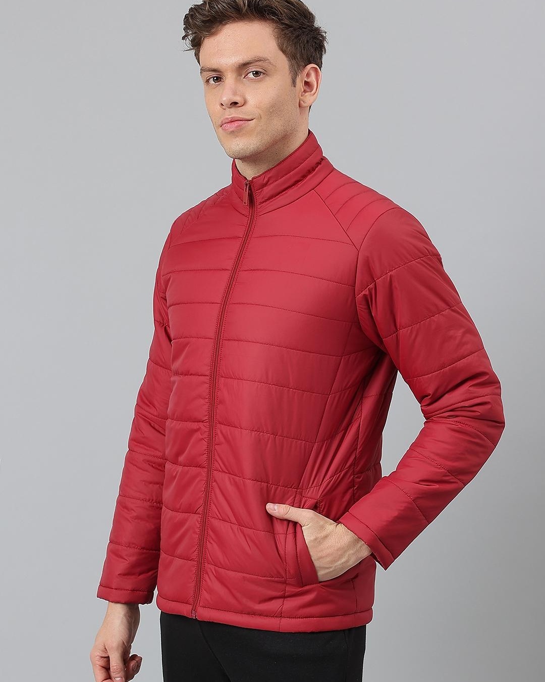 Shop Men's Red Puffer Jacket-Back
