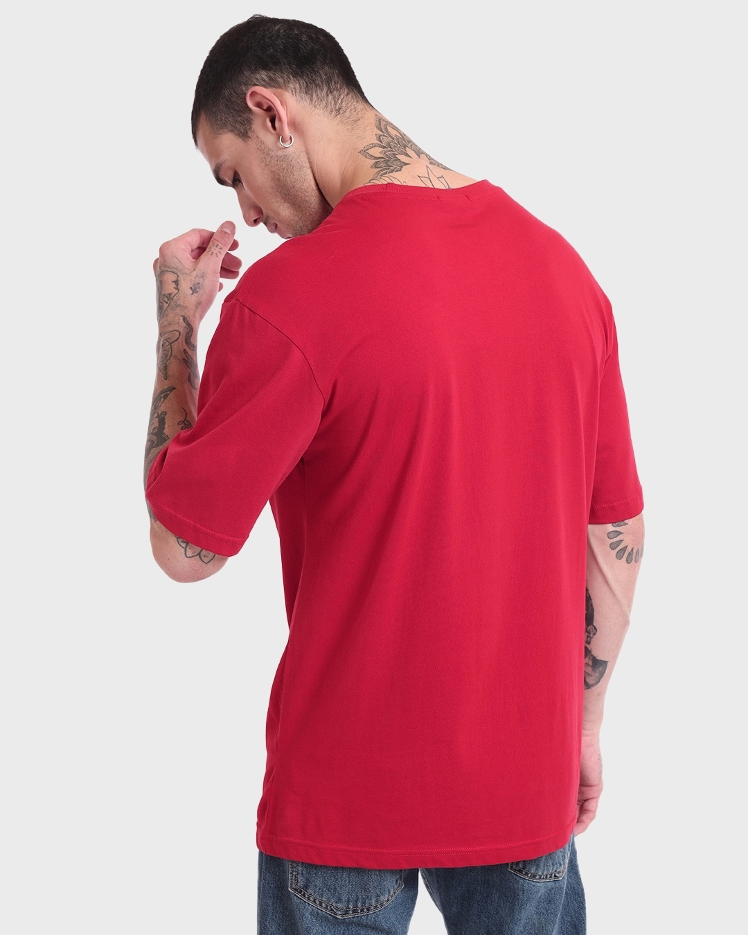 Shop Men's Red Real Slim Shady Graphic Printed Oversized T-shirt-Back