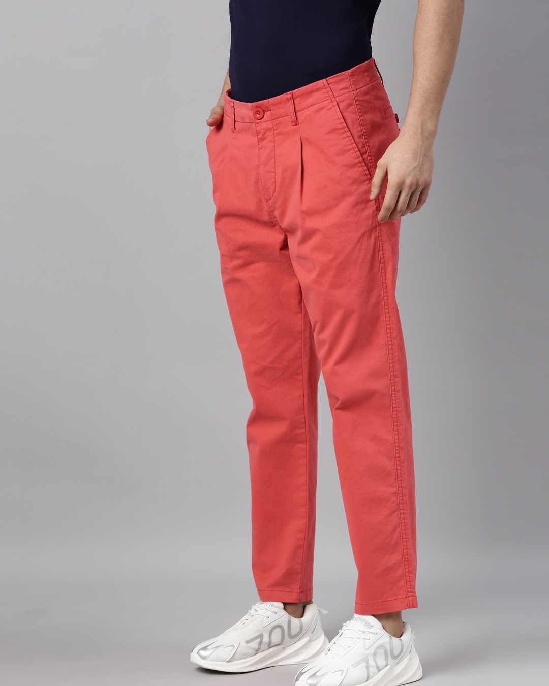 Shop Men's Red Relaxed Fit Trousers-Back
