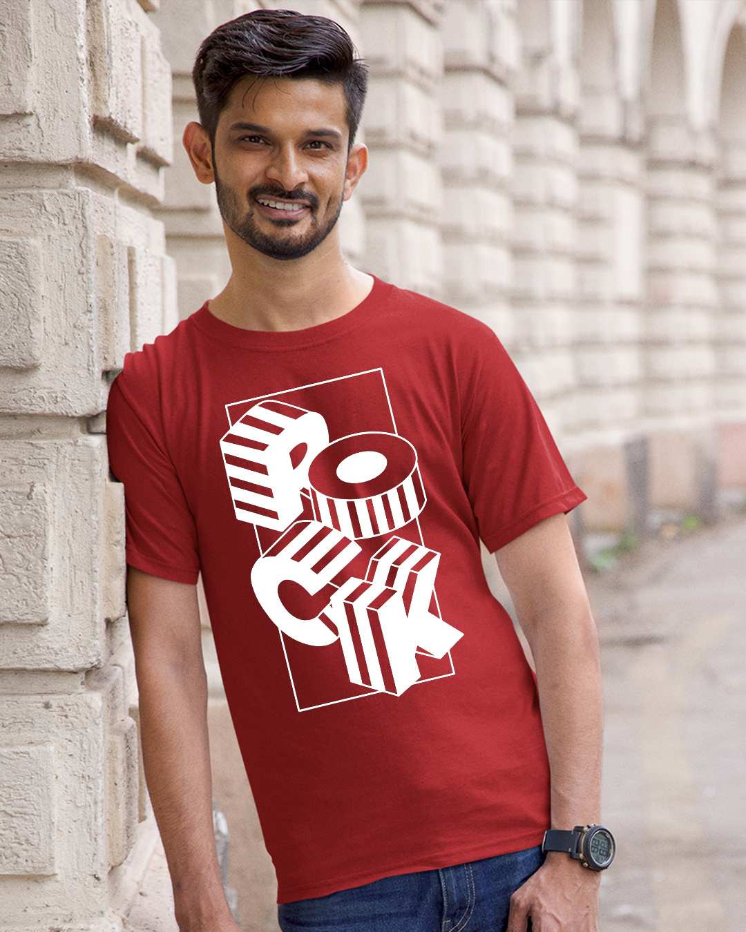 Buy Men's Red Rock Graphic Printed Tshirt for Men Red Online at Bewakoof