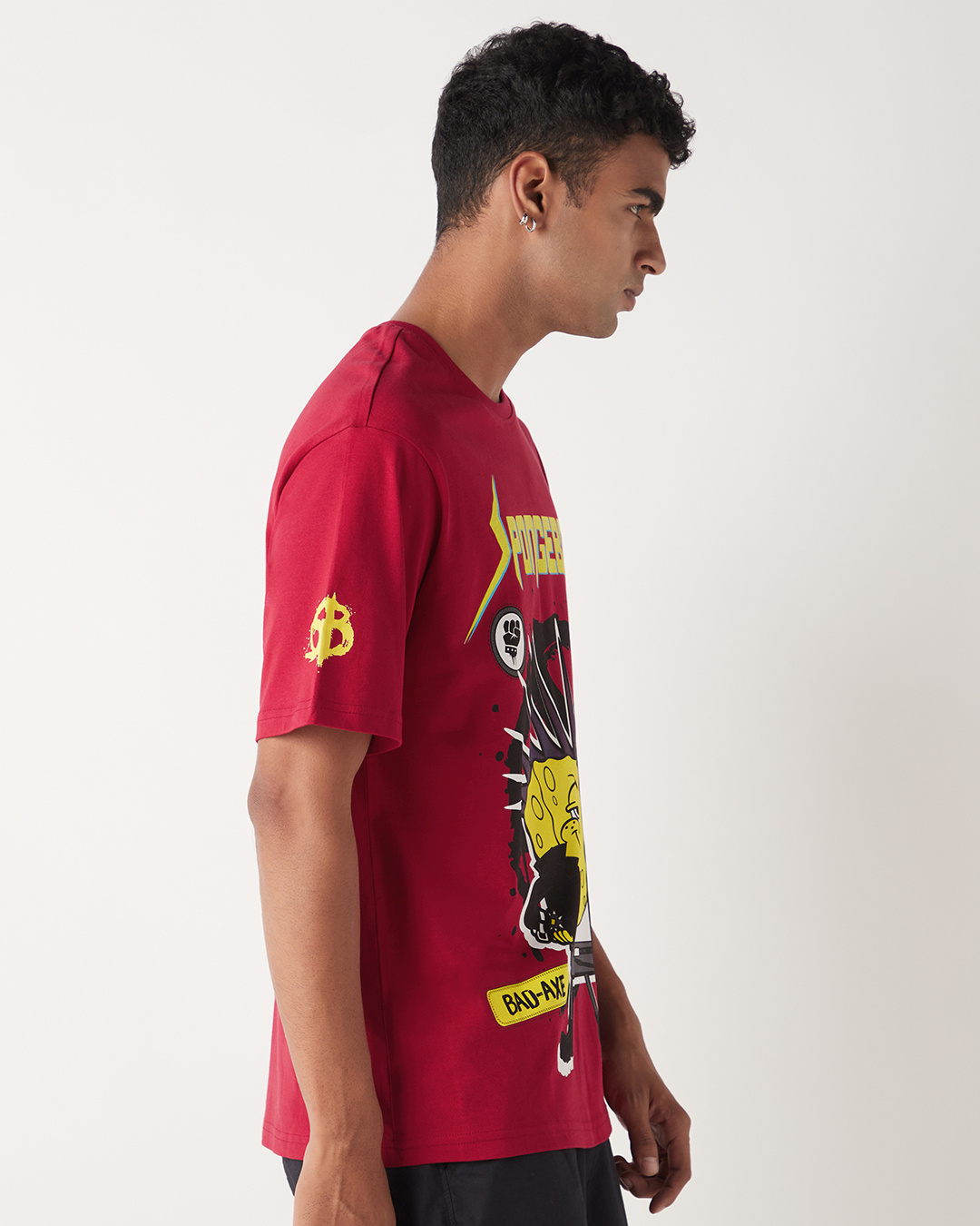 Shop Men's Red Badaxe Graphic Printed Oversized T-shirt-Back