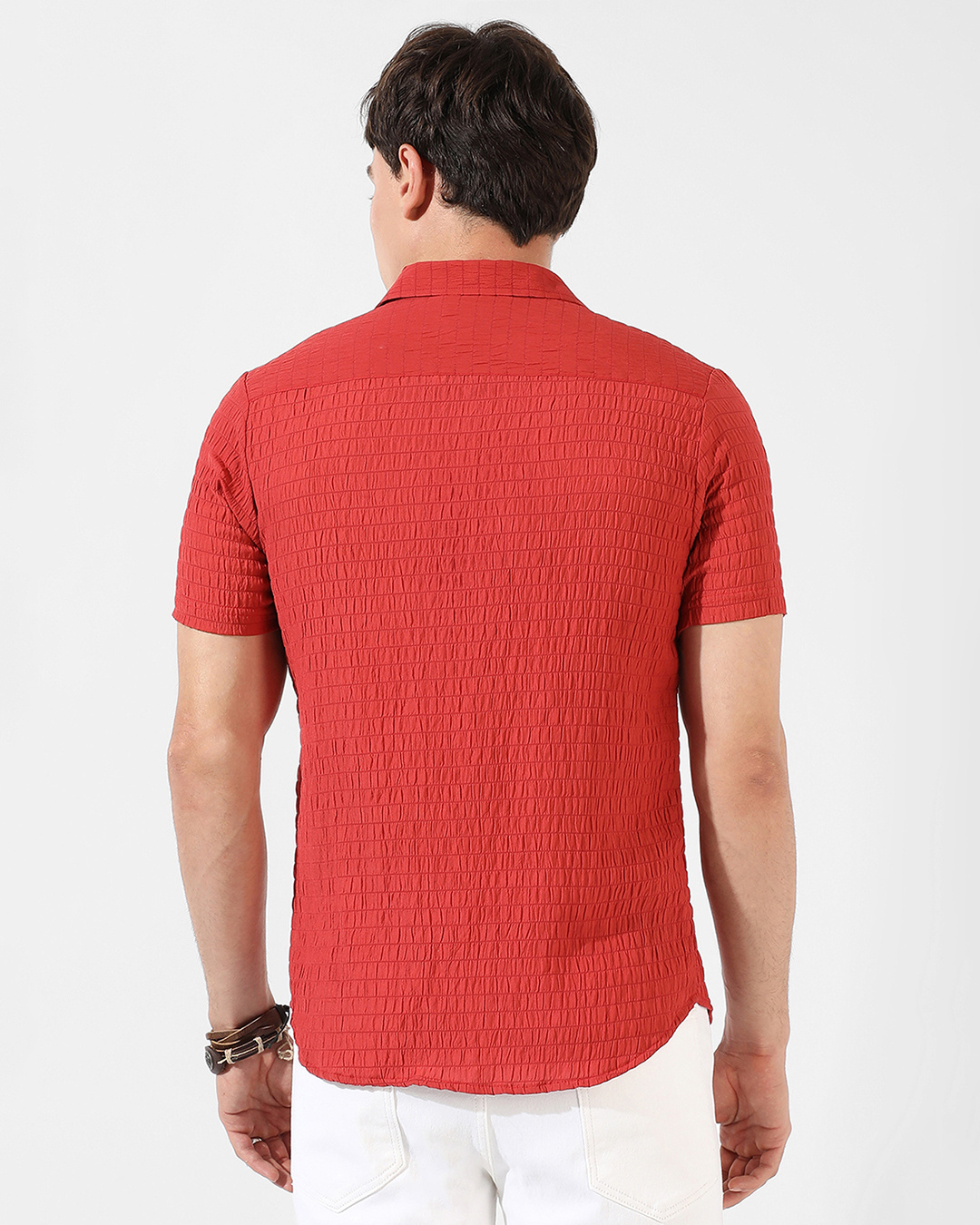 Shop Men's Red Textured Shirt-Back