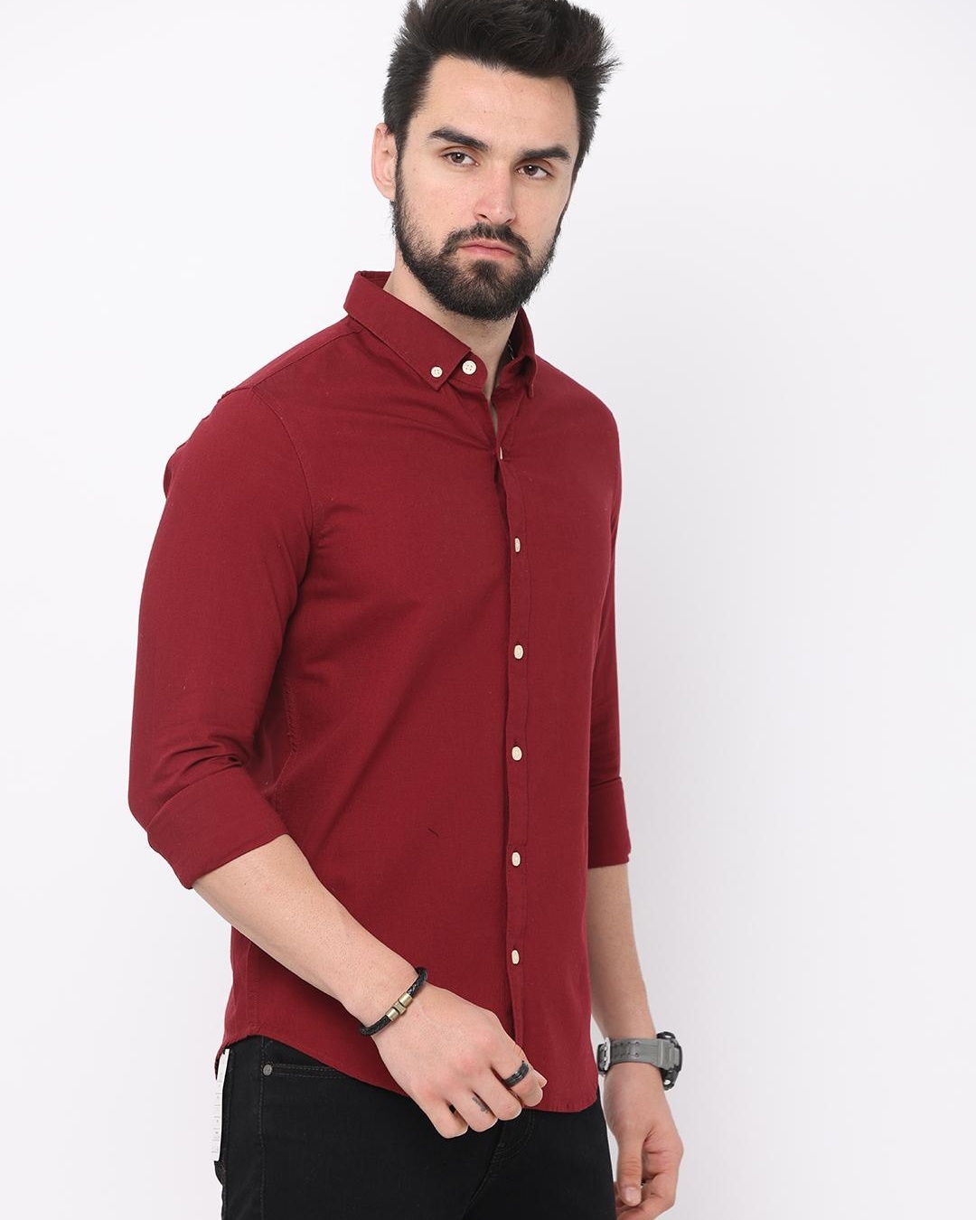 Shop Men's Red Slim Fit Shirt-Back