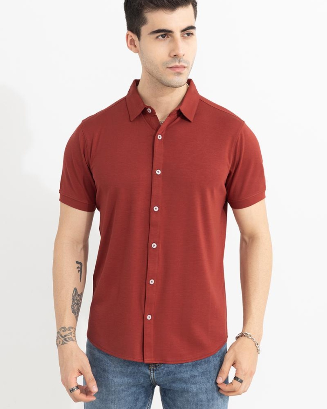 Buy Men's Red Slim Fit Shirt Online at Bewakoof