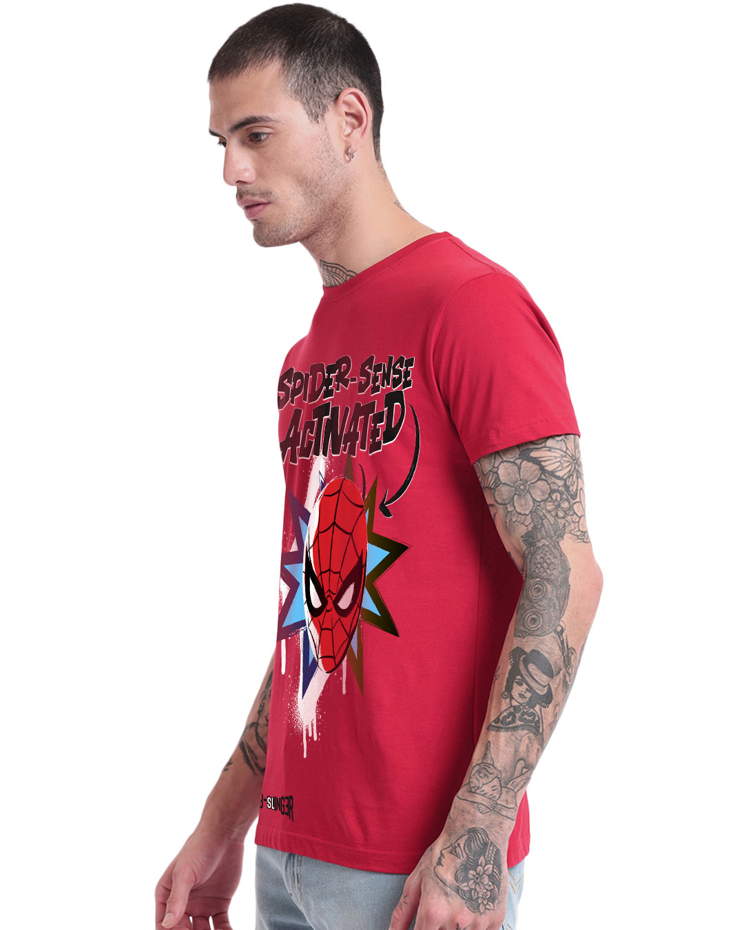 Shop Men's Red Spidey Sense Graphic Printed T-shirt-Back