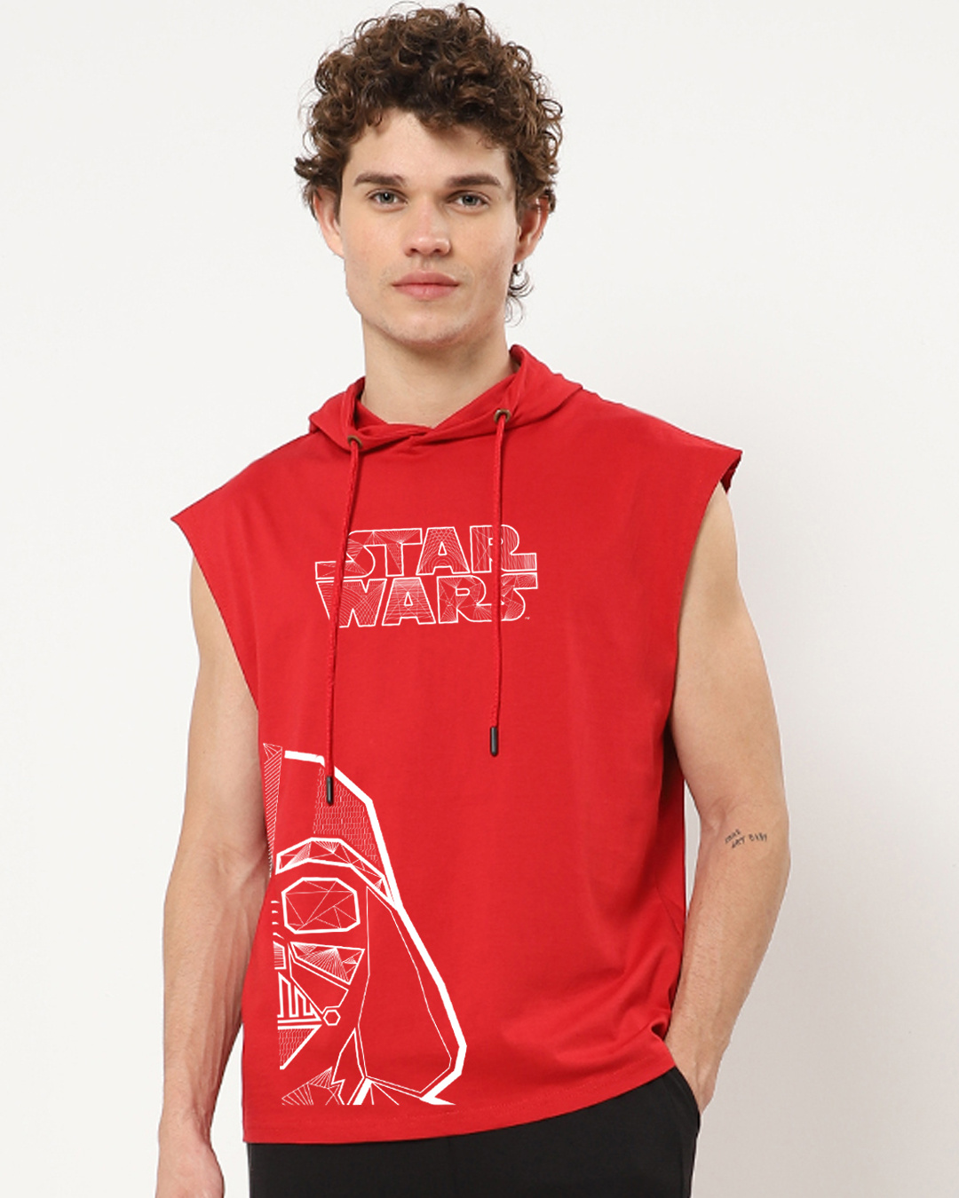 Shop Men's Red Star Wars Oversized Hoodie Vest-Back