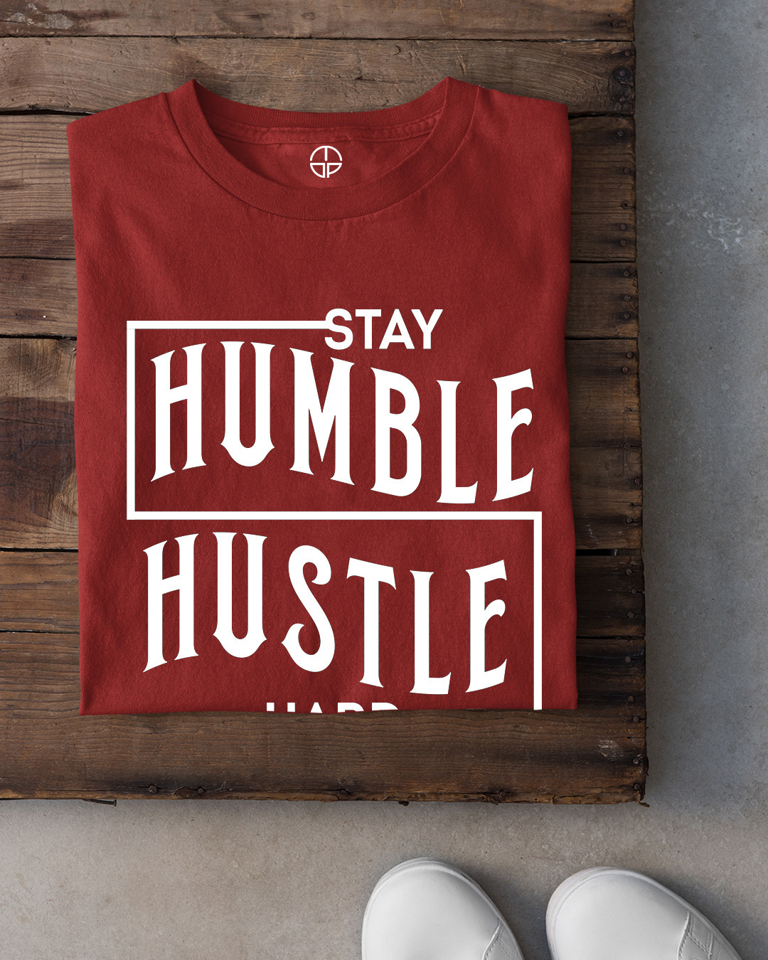 Shop Men's Red Stay Humble Hustle Hard Typography T-shirt-Back