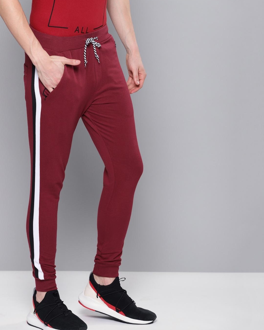 red striped joggers