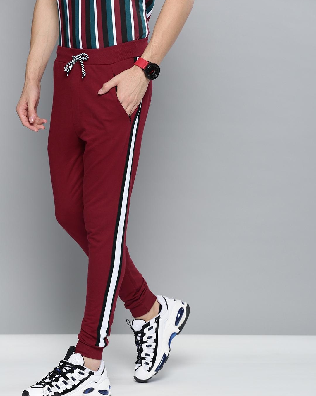 red striped joggers