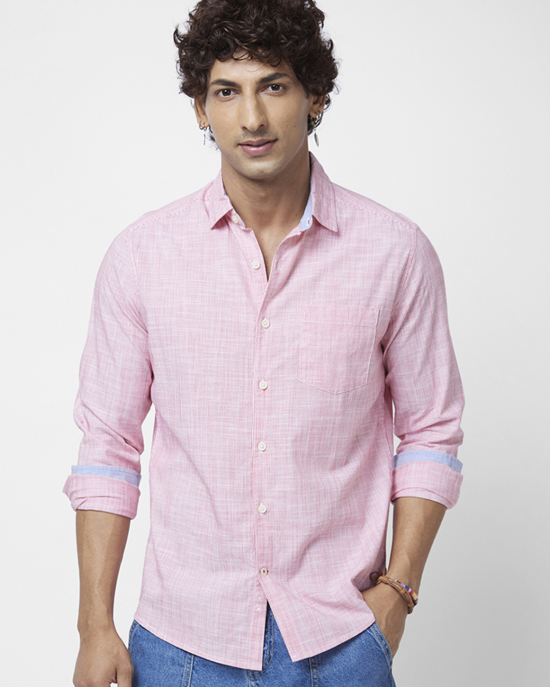 Buy Men's Pink Striped Shirt Online at Bewakoof