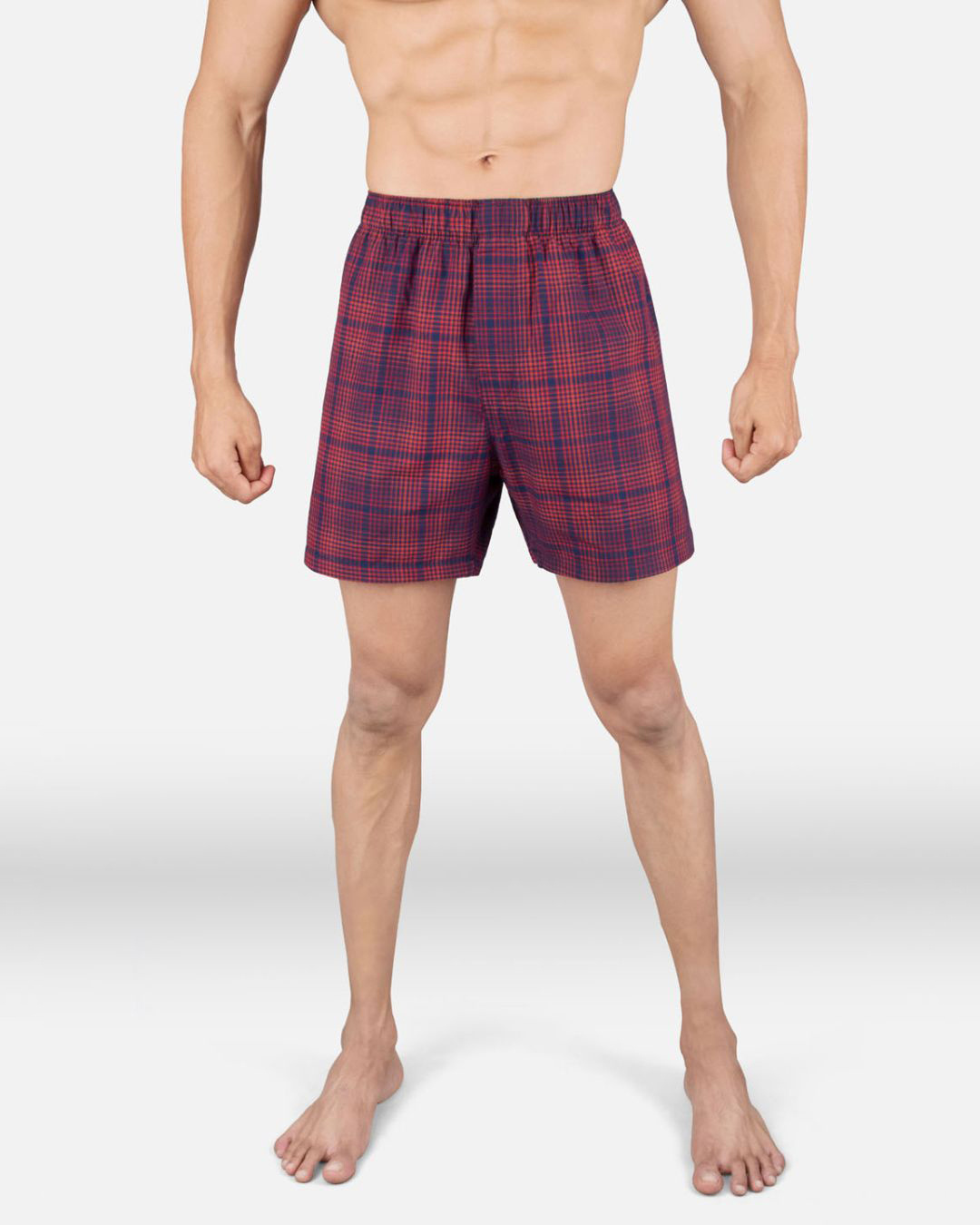 Shop Pack of 2 Men's Red Super Combed Cotton Checkered Boxer-Back