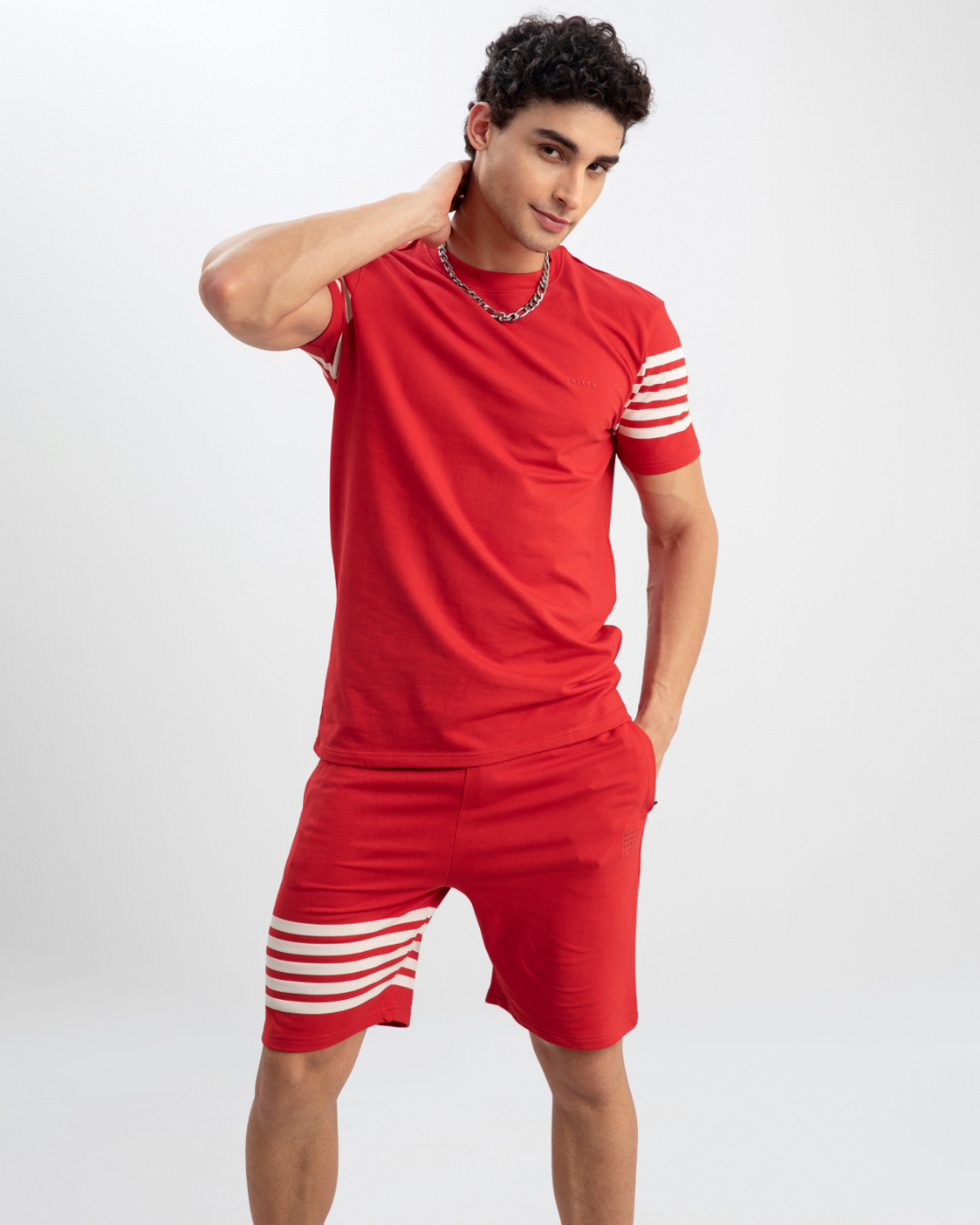 Shop Men's Red T-Shirt & Shorts Set-Back