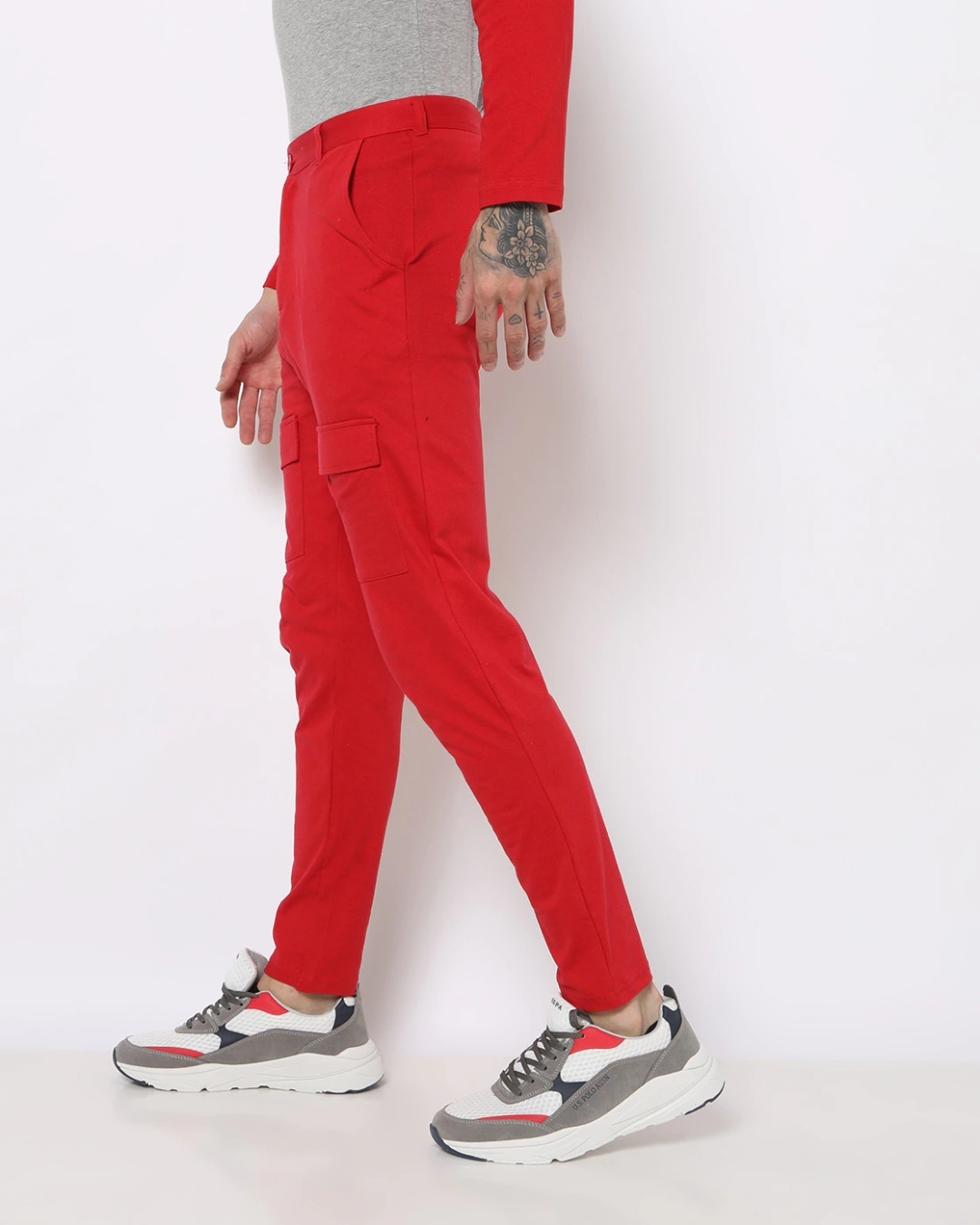 Shop Men's Red Tapered Fit Chinos-Back