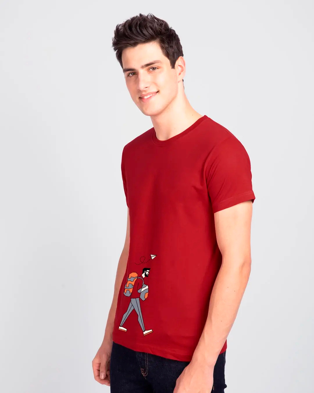 Shop Men's Red The Traveller Graphic Printed T-shirt-Back