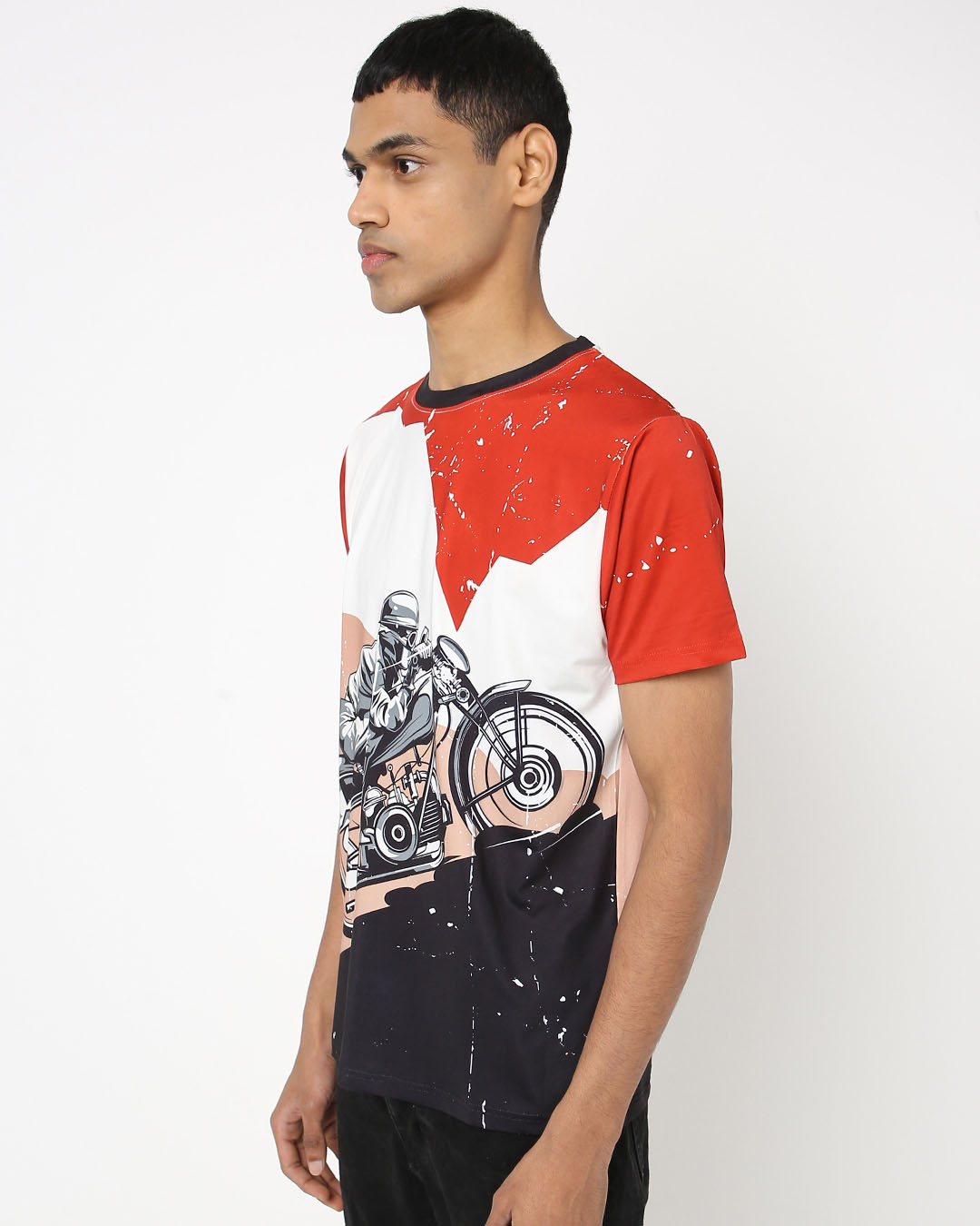 Shop Men's Red & White Bullet Rider Graphic Printed T-shirt-Back