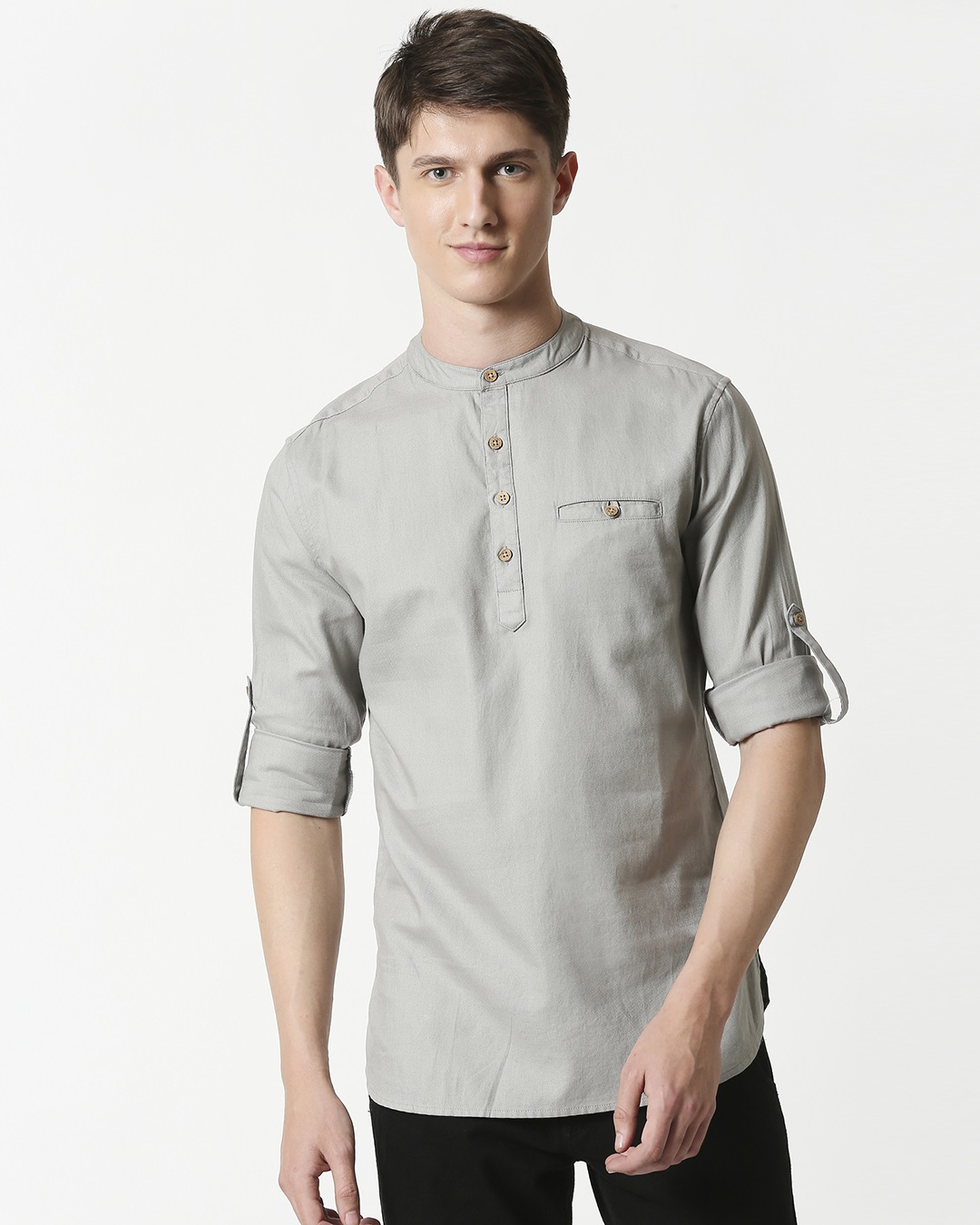 Buy Men's Grey Relaxed Fit Short Kurta Online at Bewakoof