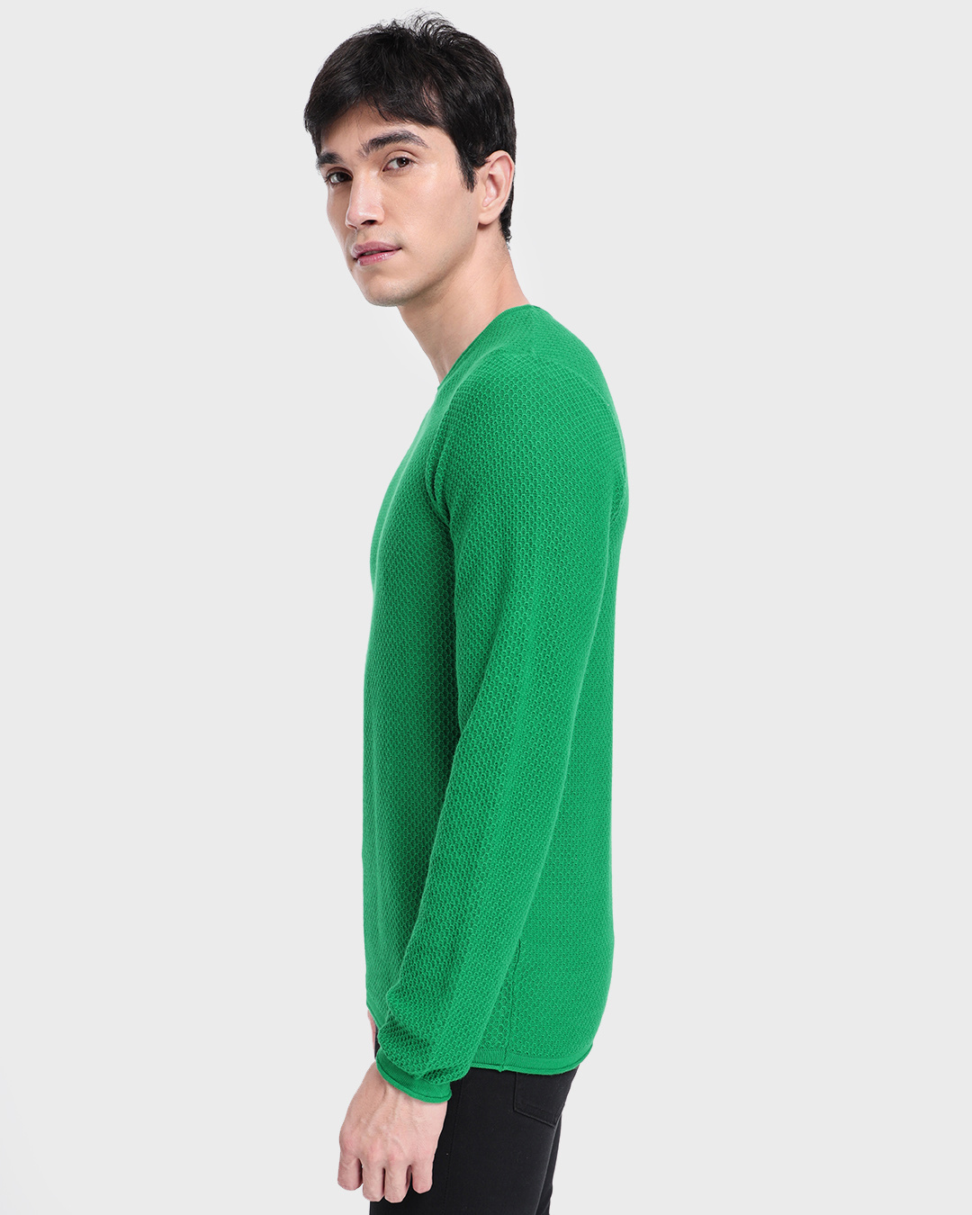 Shop Men's Green Textured Sweater-Back