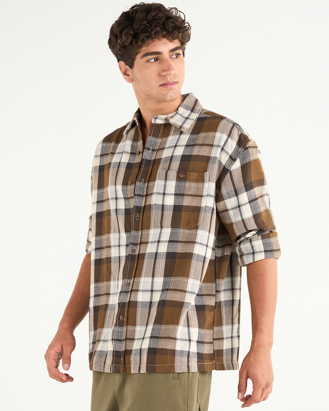 Shop Men's Rust Orange Checked Oversized Shirt-Back
