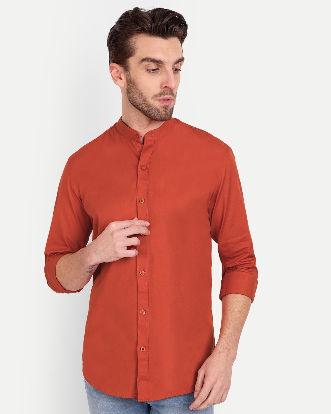 Buy Men's Rust Slim Fit Shirt Online at Bewakoof