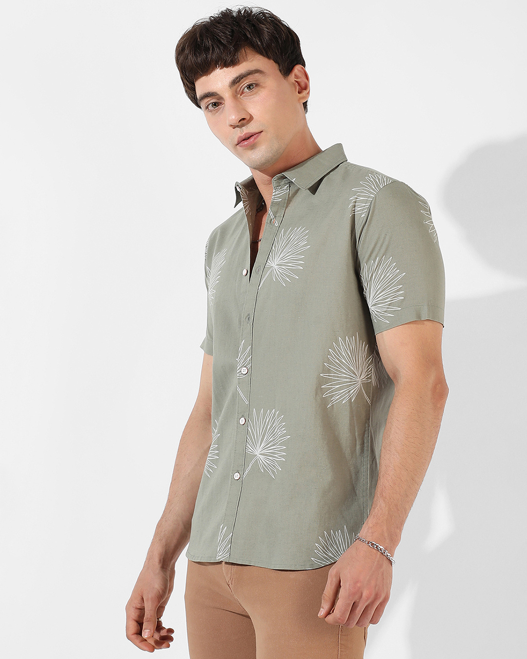 Buy Men's Sage Green All Over Printed Shirt Online at Bewakoof