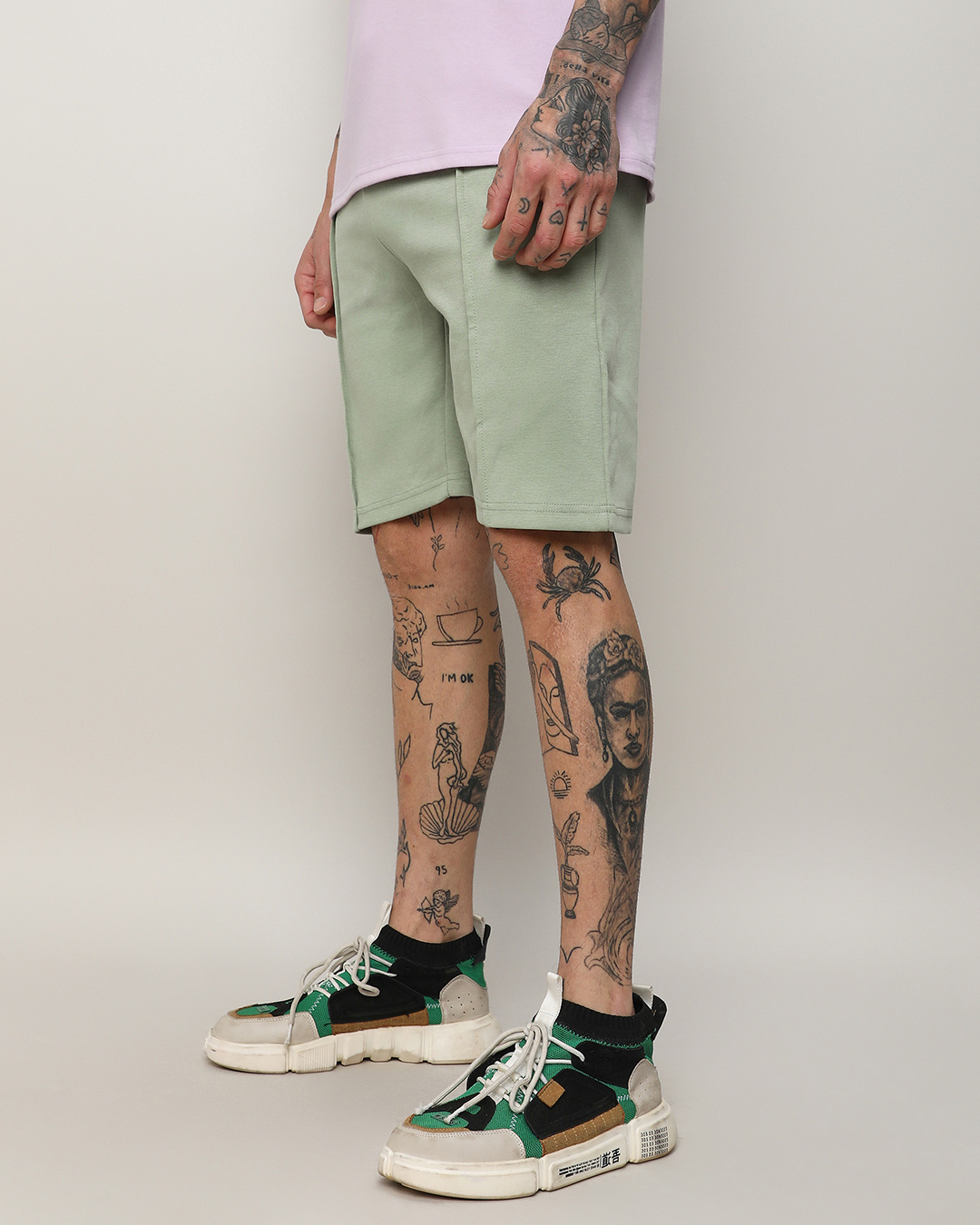 Shop Men's Sage Green Shorts-Back