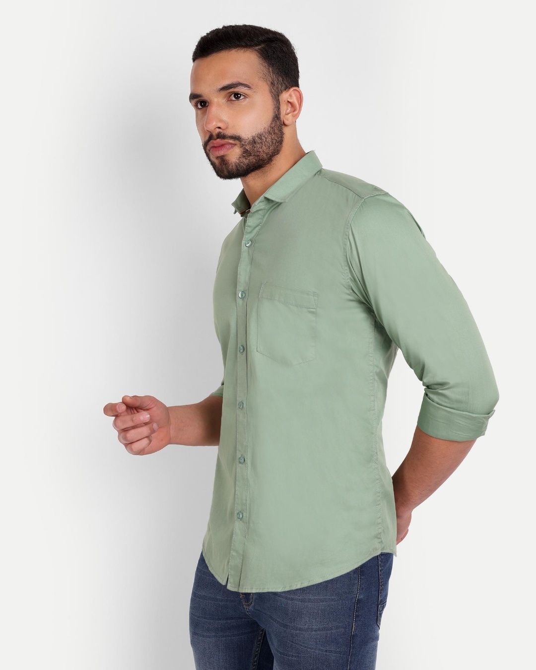 Buy Men's Sage Green Slim Fit Shirt Online at Bewakoof