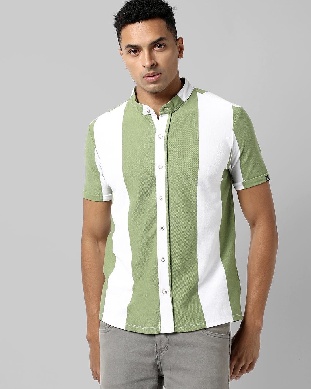 Buy Men's Sage Green Striped Shirt Online at Bewakoof