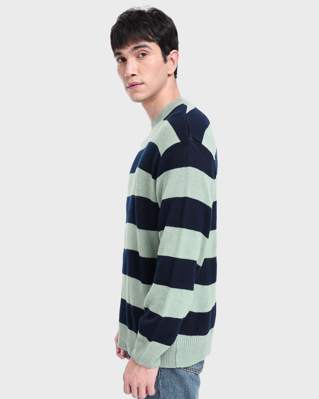 Shop Men's Sage Striped Oversized Sweater-Back