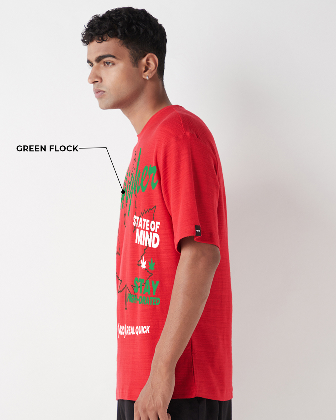 Shop Men's Salsa Red Higher Graphic Printed Oversized T-shirt-Back