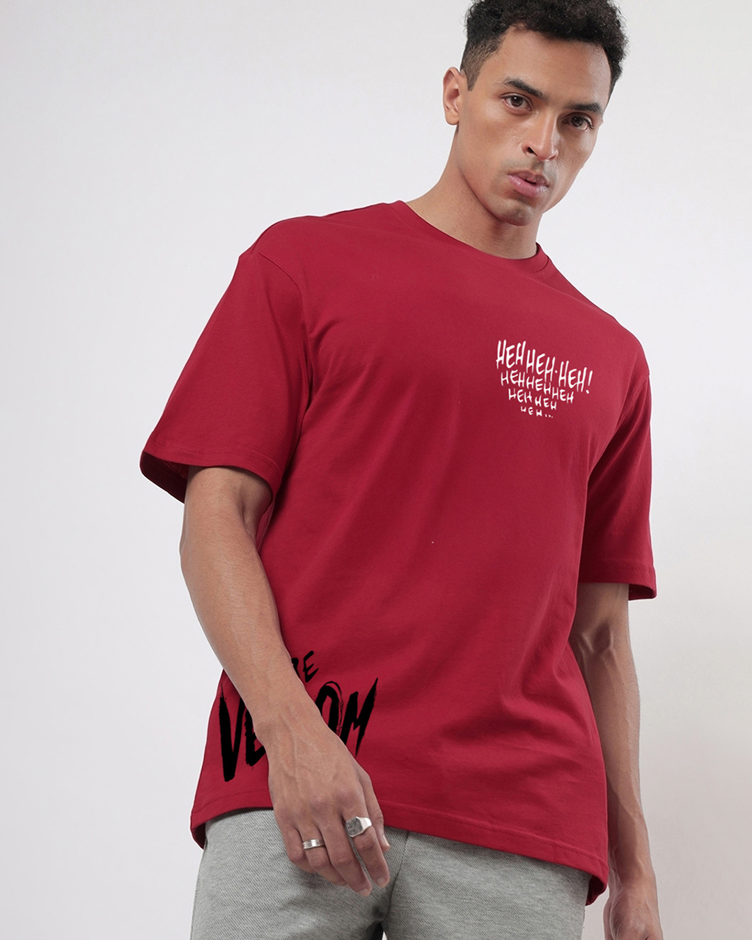 Shop Men's Salsa Red We Venom Graphic Printed Oversized T-shirt-Back