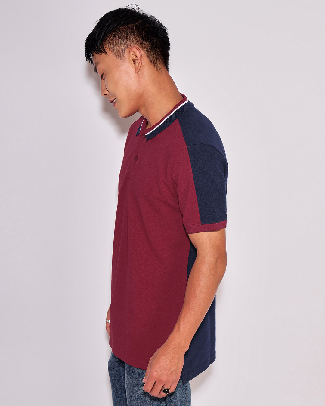 Shop Men's Savvy Red Color Block Polo T-shirt-Back