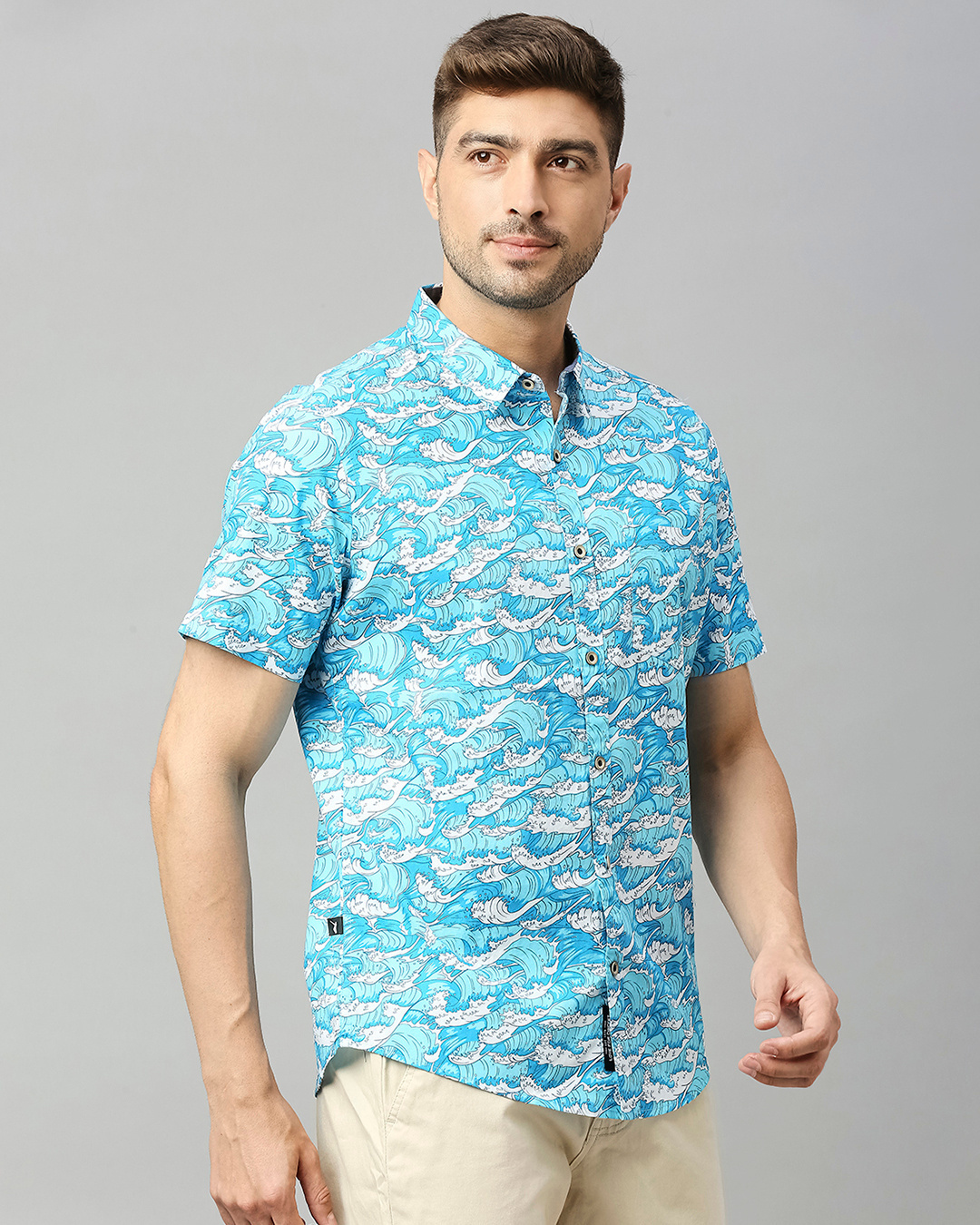 Buy Mens Sea Blue All Over Printed Slim Fit Shirt Online At Bewakoof 8706