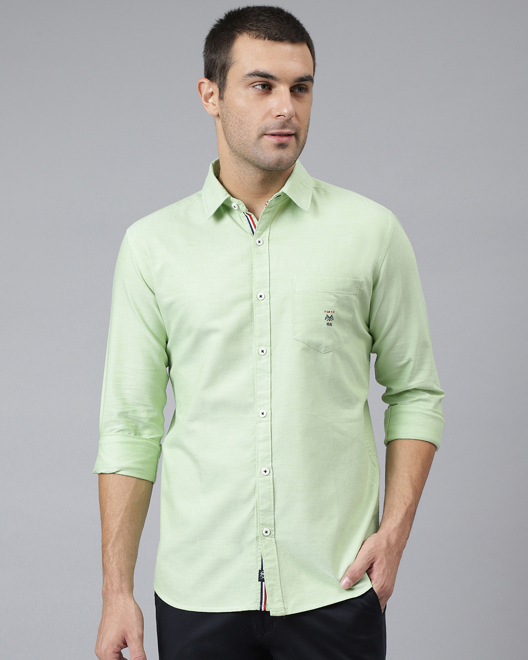 Men's Sea Green Solid Comfort Casual Cotton Shirt