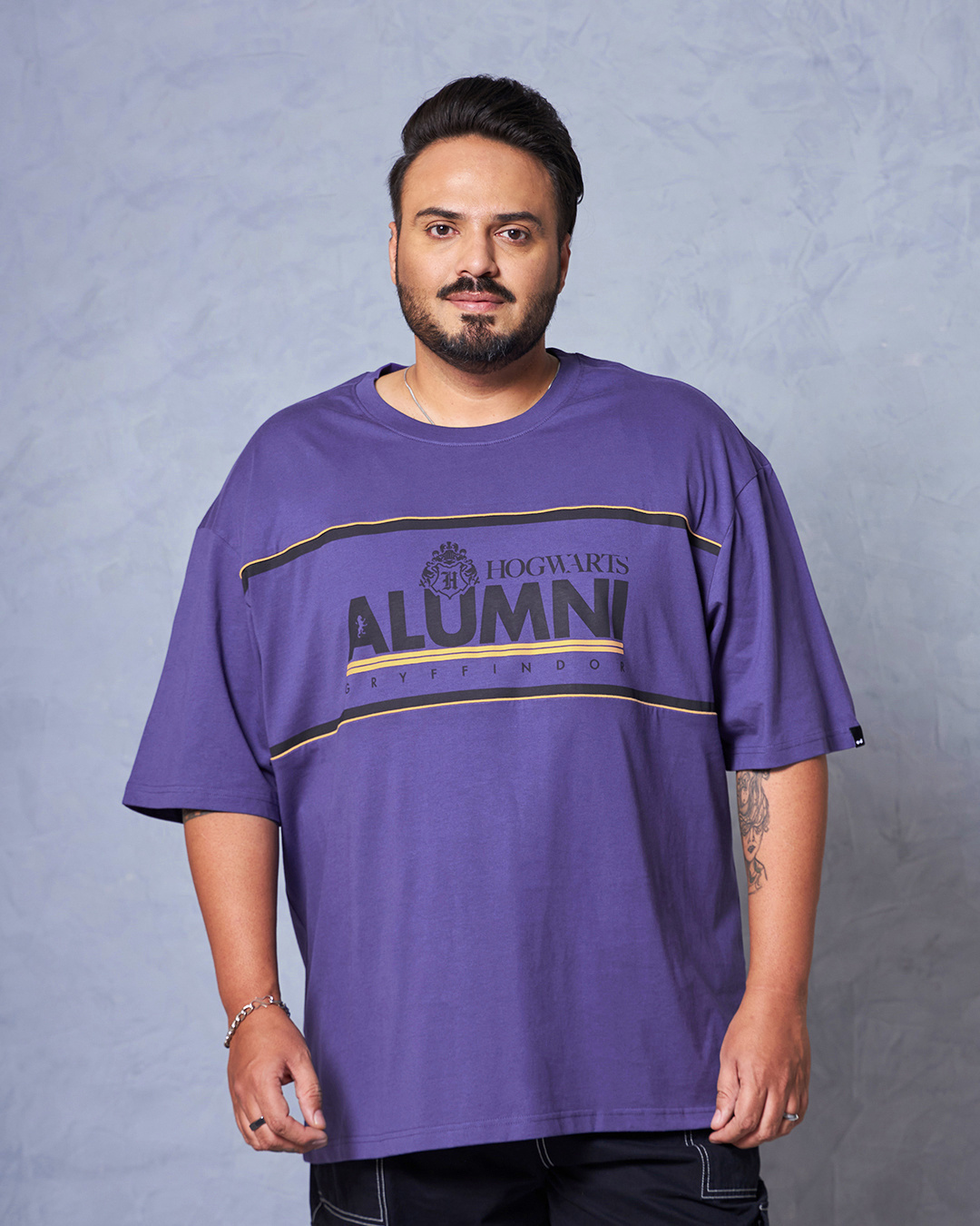 Shop Men's Blue Gryffindor Graphic Printed Oversized Plus Size T-shirt-Back