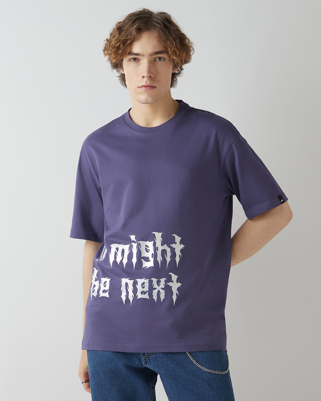 Shop Men's Skipper Blue Ghosting Graphic Printed Oversized T-shirt-Back