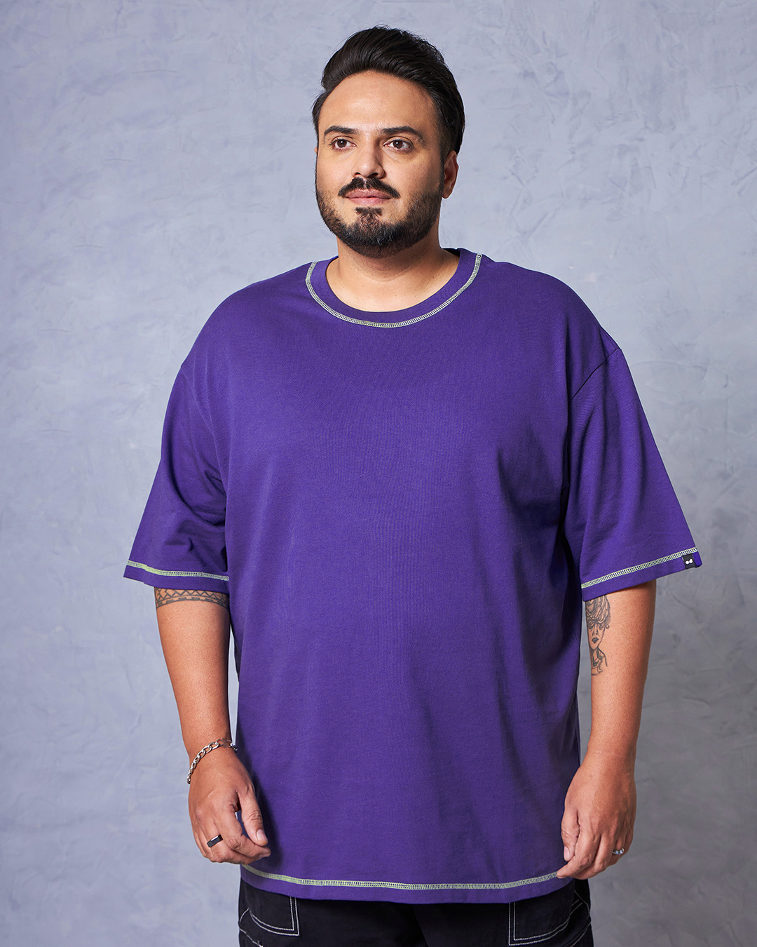 Shop Men's Blue Oversized Plus Size T-shirt-Back