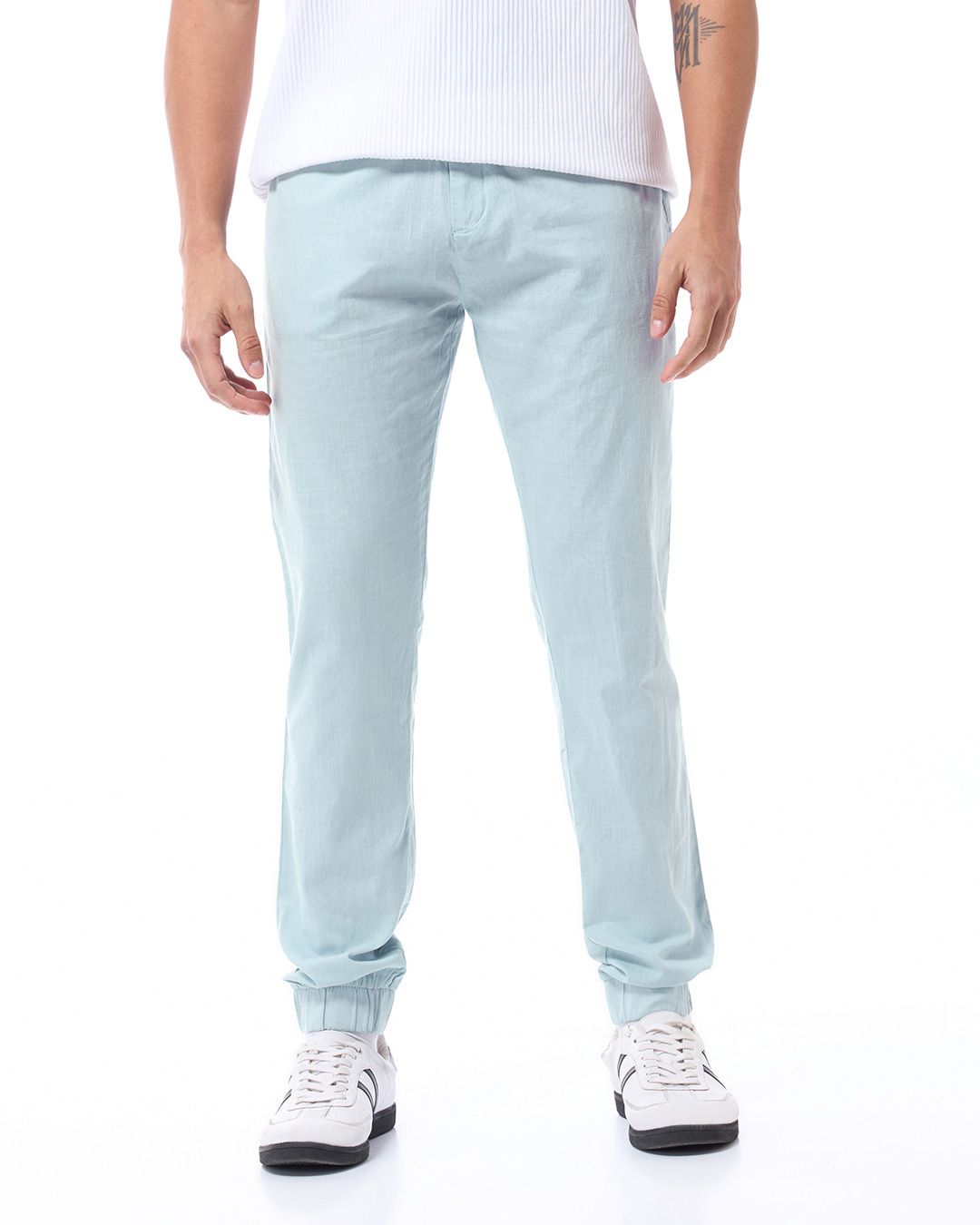 Shop Men's Sky Blue Joggers-Back