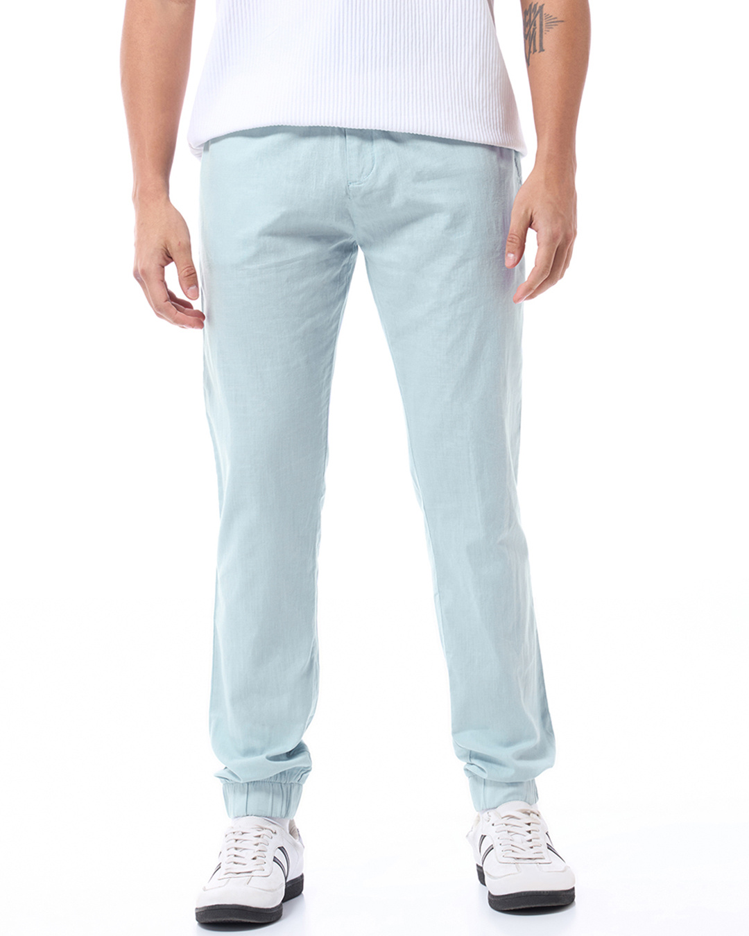 Shop Men's Sky Blue Joggers-Back